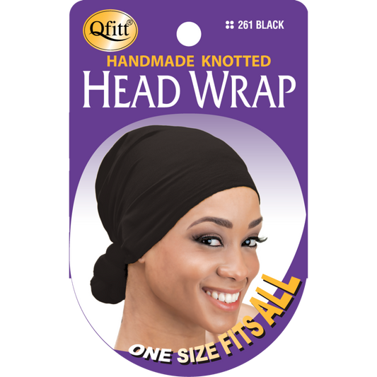 Qfitt Handmade Knotted Head Wrap #261 Black - Beauty Bar & Supply