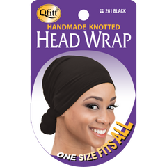 Qfitt Handmade Knotted Head Wrap #261 Black - Beauty Bar & Supply