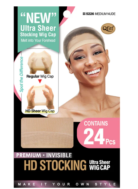 Qfitt HD Stocking Ultra Sheer Wig Cap 24pcs - Beauty Bar & Supply