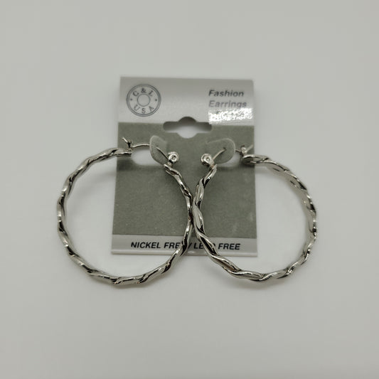 Silver Plated Pincatch Hoop Earrings NPK423 - Beauty Bar & Supply