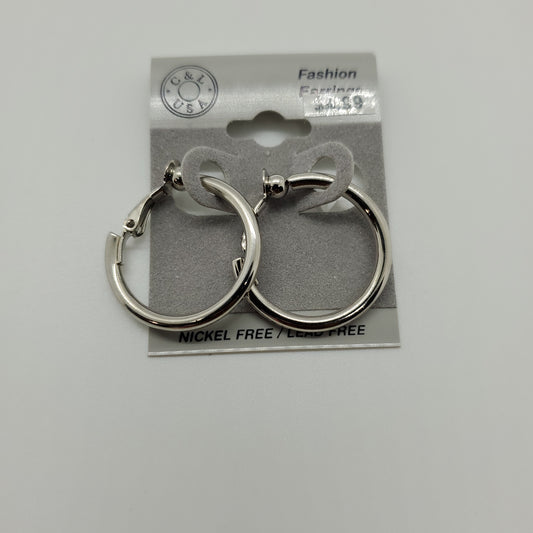 Silver Plated Clip On Hoop Earrings NPK501 - Beauty Bar & Supply