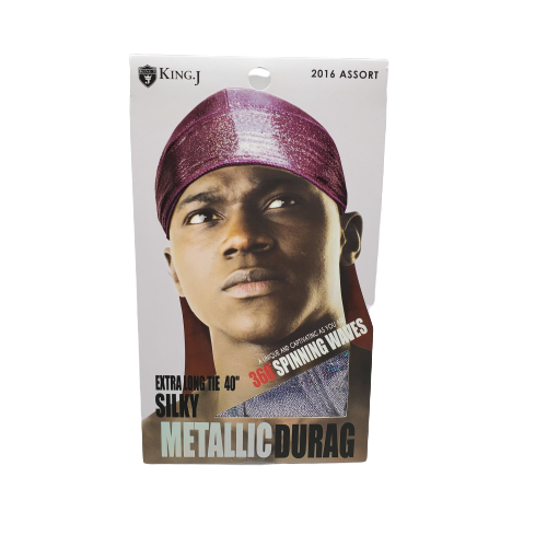 King J Extra Long Tie 40&quot; Silky Mettalic Durag #2016 Assort - Beauty Bar & Supply