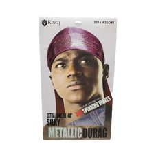 King J Extra Long Tie 40&quot; Silky Mettalic Durag #2016 Assort - Beauty Bar & Supply