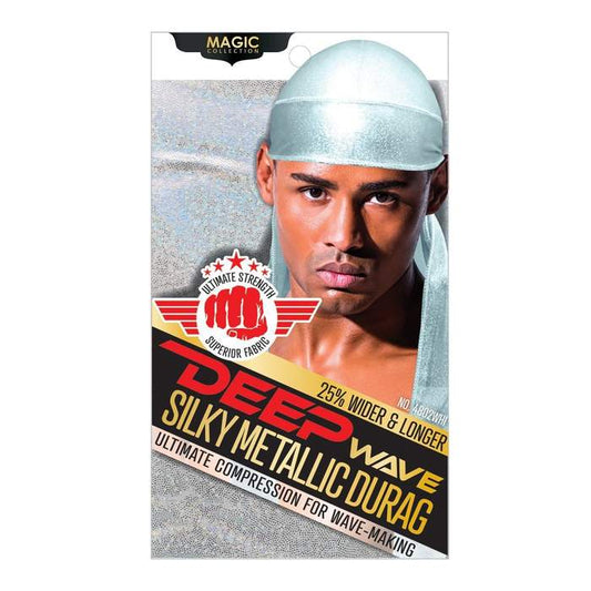 Magic Collection Deep Wave Silky Metallic Durag White - Beauty Bar & Supply