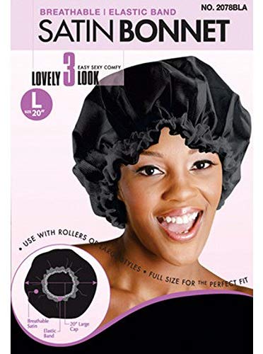 Magic Collection Breathable Satin Bonnet 20&quot; Large #2078BLA - Beauty Bar & Supply