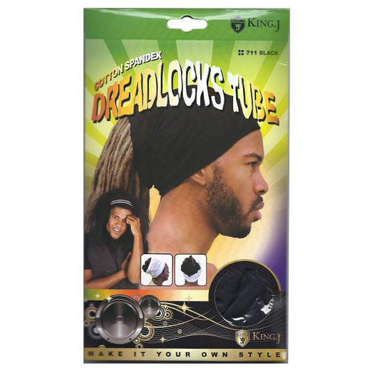 King J Cotton Spandex Dreadlock Tube #711Black - Beauty Bar & Supply