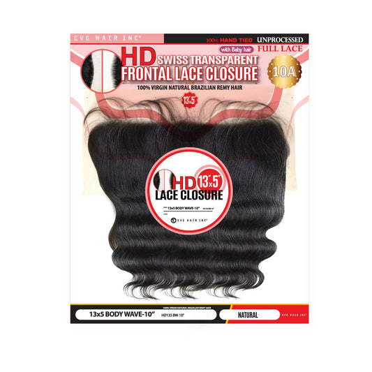 Eve Hair HD Swiss Transparent Lace Closure 13&quot;X5&quot; Body Wave - Beauty Bar & Supply