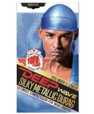 Magic Collection Deep Wave Silky Metallic Durag Blue - Beauty Bar & Supply