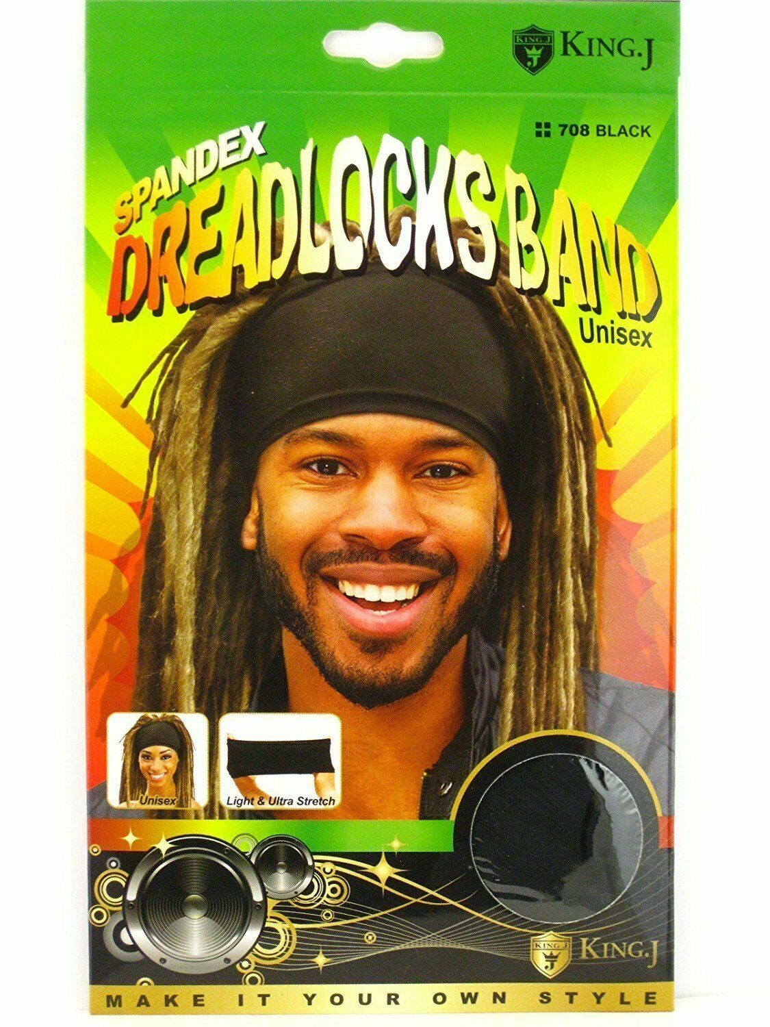 King J Cotton Dreadlock Bands Unisex  #708Black - Beauty Bar & Supply